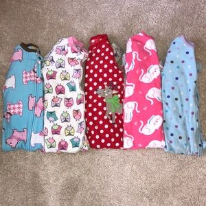 3T fleece footed pajamas (5 pairs)